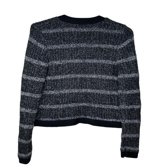 Banana Republic Women Small‎ Sweater Cardigan Knit Wool Alpaca Open Gray Striped - Picture 2 of 6